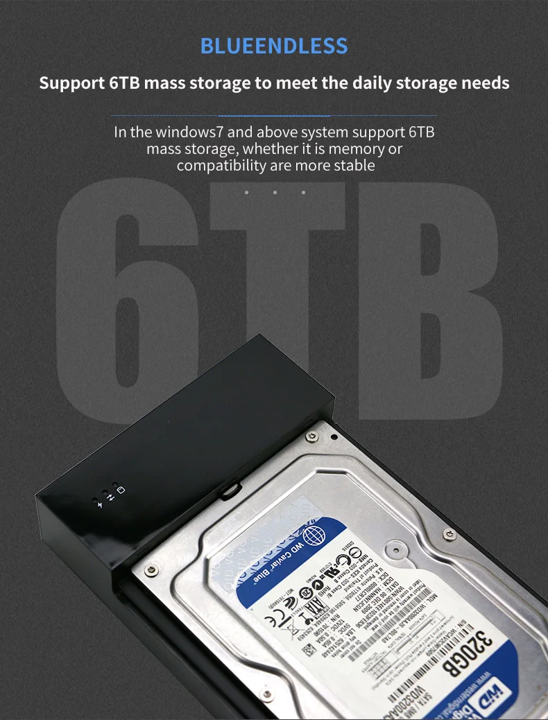 BLUEENDLESS MR35T HDD корпус 3,5 дюйма SATA внешний жесткий диск корпус, USB 3,0 инструмент бесплатно для 3," SATA HDD и SSD