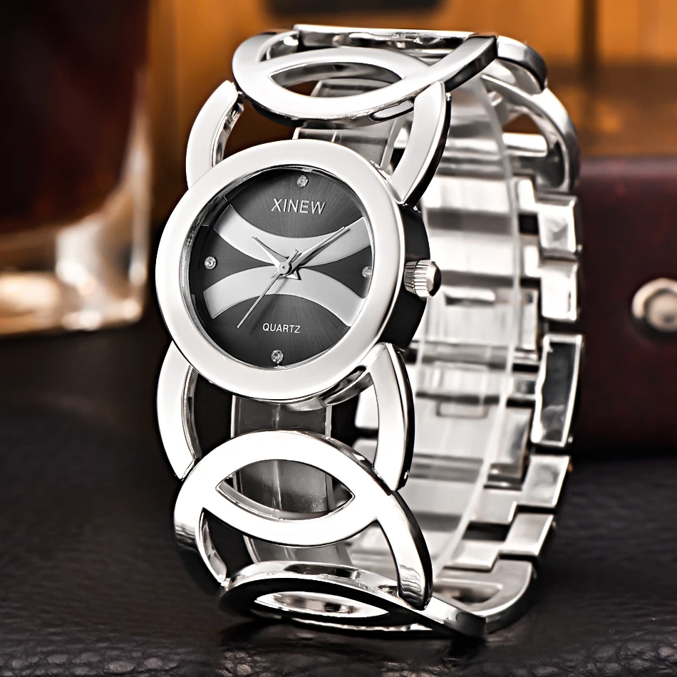 XINEW 6438 Women Gold Watch Luxury Rhinestone Bracelet Fashion Quartz Watches Relogio Feminino Dourado de Ouro Acero Montre Luxe