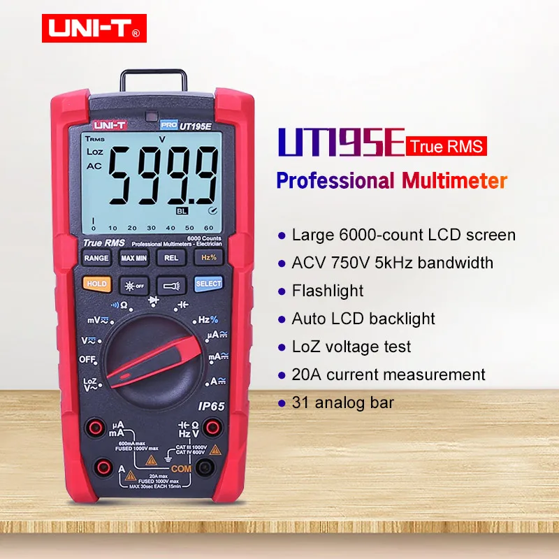 UNI-T UT195E Промышленный Цифровой мультиметр; True RMS AC DC напряжение тока ом метр; AC напряжение тока Частотный диапазон/LoZ