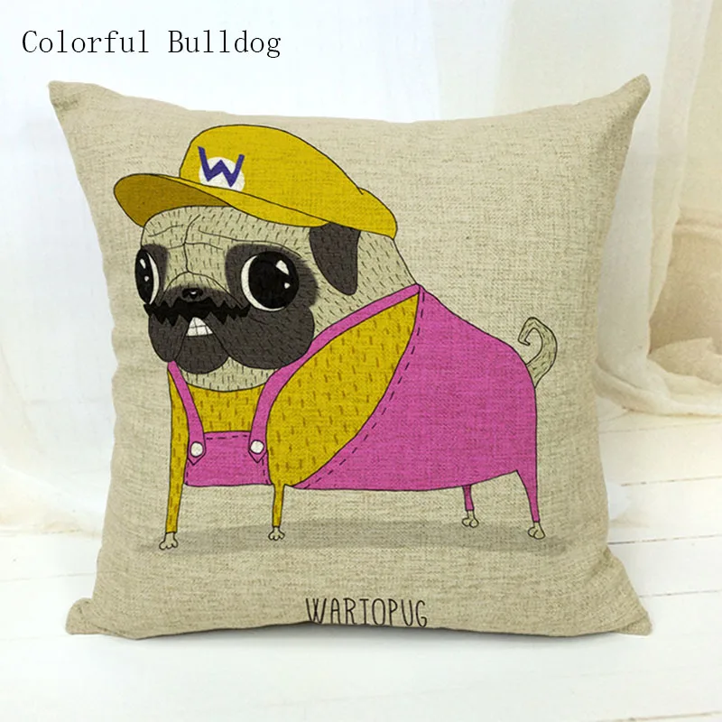 Разноцветный бульдог брендовая Милая Подушка для домашнего животного собаки