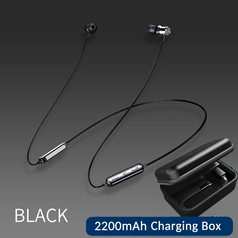 Black 2200mAh Rovtop Bluetooth 5,0 наушники магнитные беспроводные наушники 2200 мАч HD голосовые спортивные басы стерео наушники с микрофоном для iPhone Z2 - Цвет: Black 2200mAh