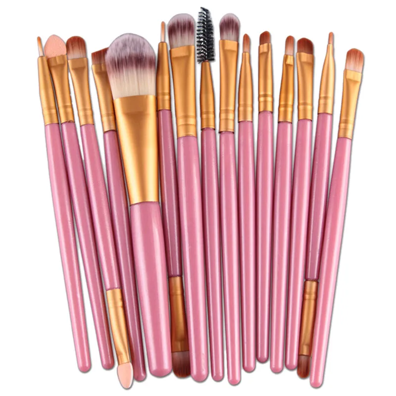 15pcs 15 шт. набор кистей для макияжа Pincel Maquiagem тени для век бровей ресниц основа для пудры кисти для макияжа Brochas Maquillaje - Handle Color: 15pcs