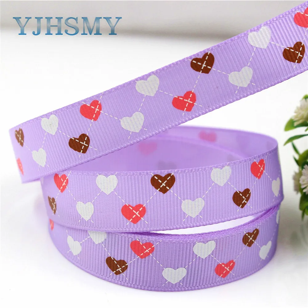 YJHSMY H 17506 87 16 мм 10 ярдов сердечные ленты термопечать grosgrain Свадебные аксессуары DIY