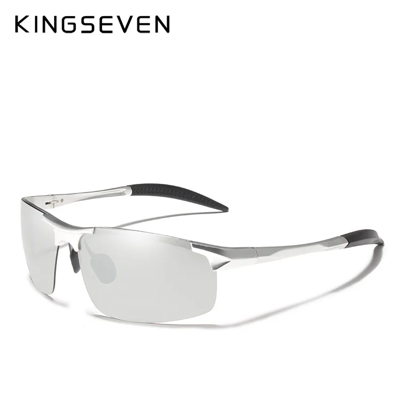 Kingseven Брендовые мужские очки, поляризованные солнцезащитные очки с покрытием, мужские солнцезащитные очки, женские очки, очки ночного видения, очки для вождения 7523 - Цвет линз: Silver mirror