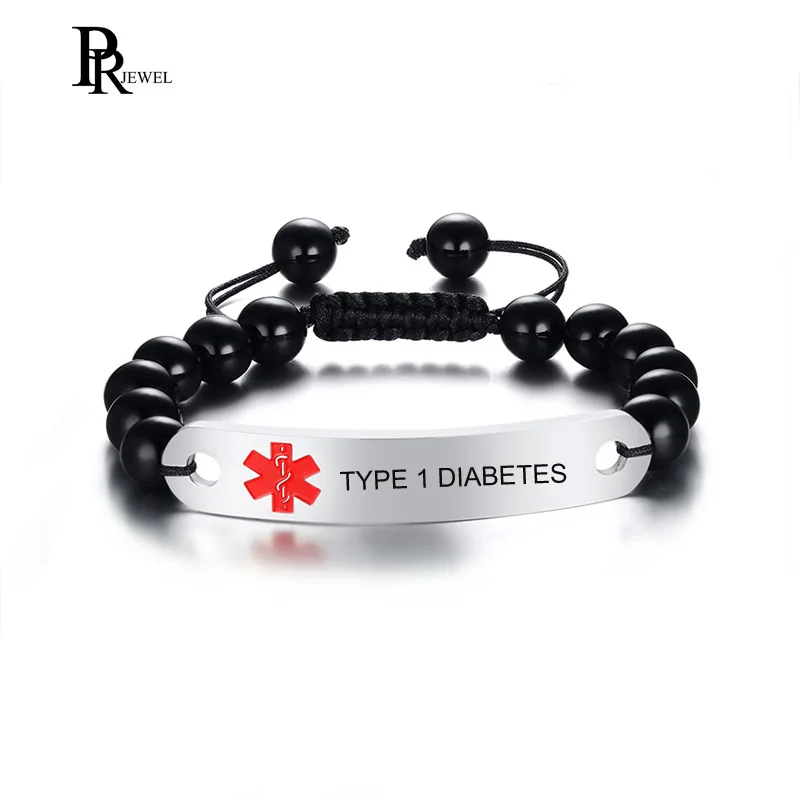 На заказ Бесплатная гравировка медицинский оповещение ID браслет ручной работы 8