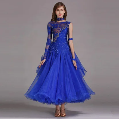 Royal blue Royal Blue Ballroom Competition Dress Modern Waltz Tango/Latin Dance Dress/Flamenco Dance Dress - Цвет: Royal blue