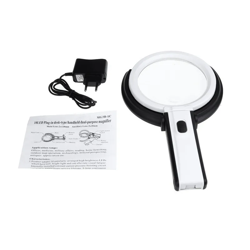Lamp Magnifier light Embroidery 2X Hands Free 5X Lens LUPAS for Magnifying Glass with LED Loupe | Инструменты