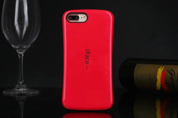 Red Милый iFace первый для iphone 7 cace гладкий глянцевый силиконовый чехол для телефона задняя крышка для iphone XR XS Max X 10 8 7 6S Plus coque - Цвет: Red