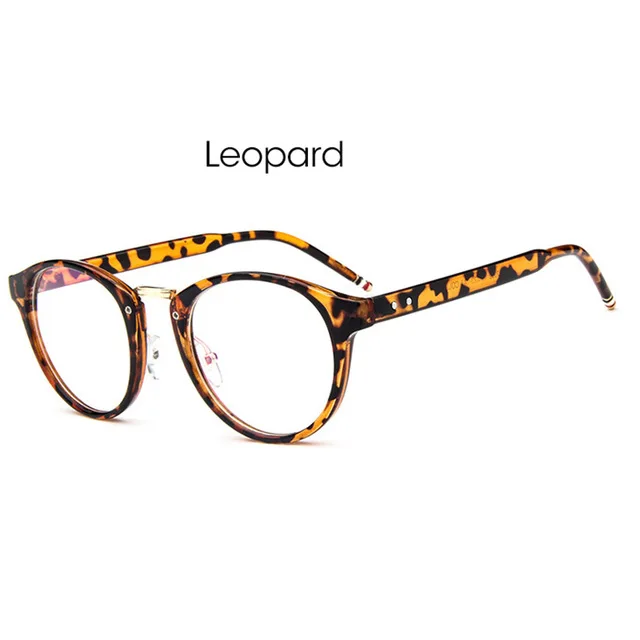 leopard Ретро металлические художественные круглые оправа с прозрачными линзами, тренд, высококачественные оправы для очков для женщин и мужчин, круглые очки для чтения - Цвет оправы: leopard