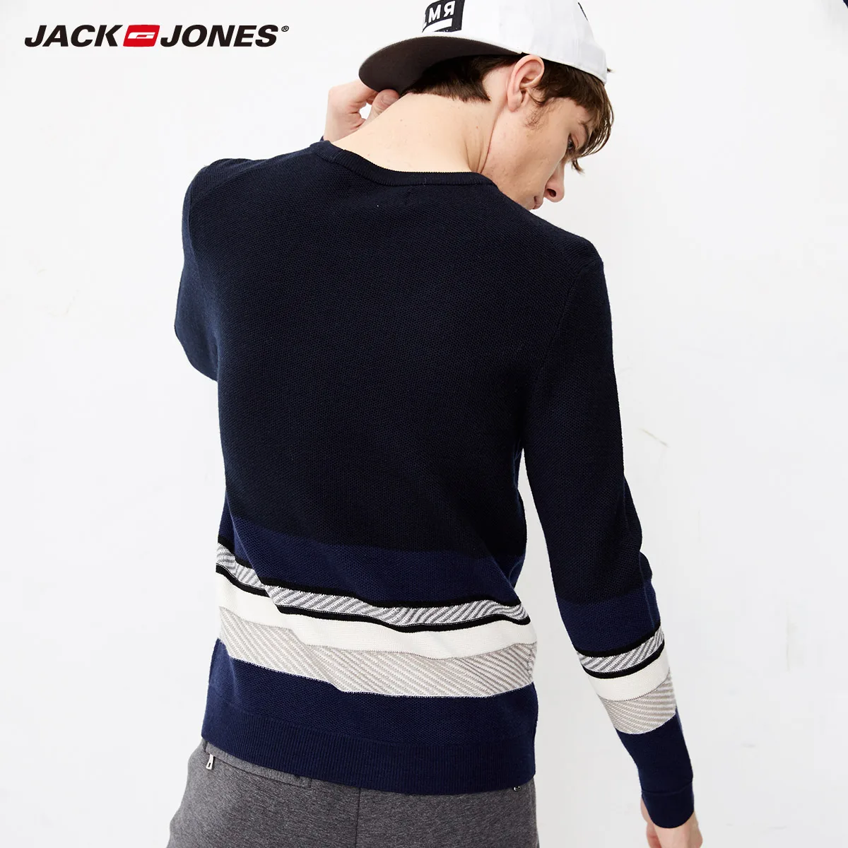 Бренд Jack Jones новая зимняя мода шерсть круглый вырез в полоску цвет длинный рукав
