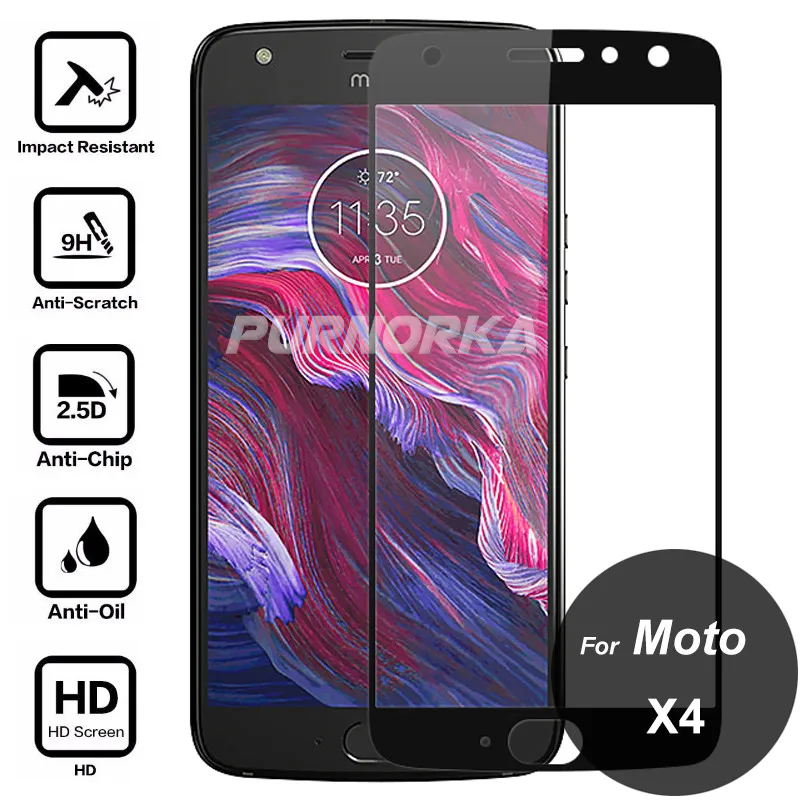 Мото X4 полное покрытие закаленное Стекло для Motorola Moto Экран протектор XT1900 1 5/7