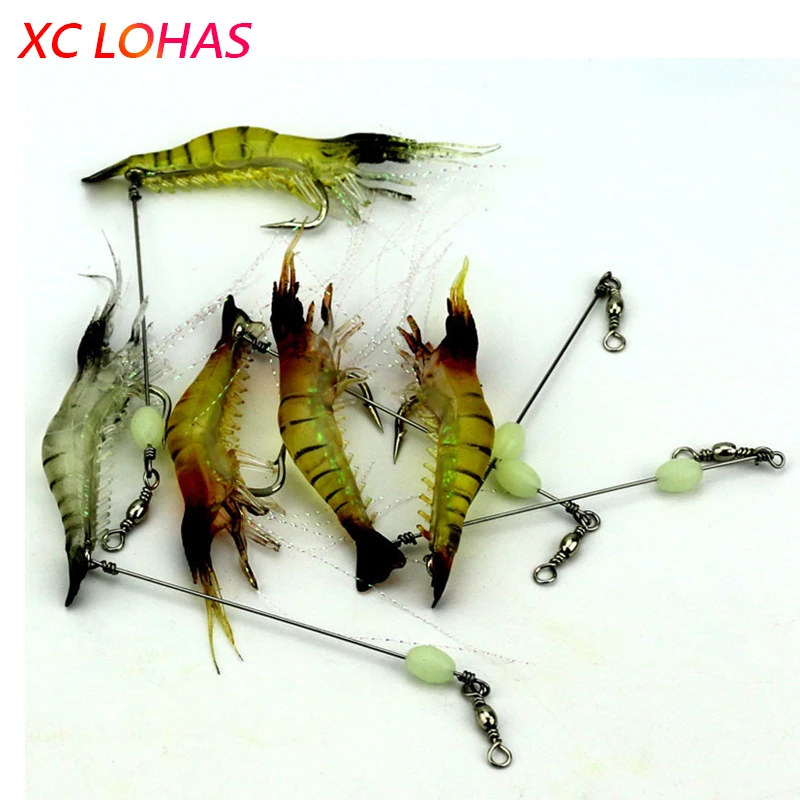 1 шт. ночная светящаяся искусственная приманка Креветка мягкая приманки с