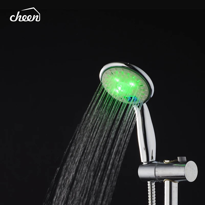 Cheen 3 ColorsChange водопроводная Led температура чувствительный цифровой дисплей ручной ванная душевая головка Душ спрей для воды