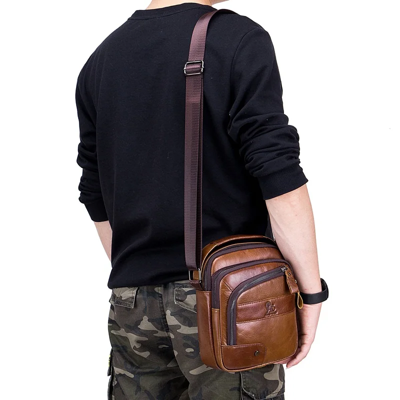 Винтажная Мужская сумка из натуральной кожи высокого качества повседневная