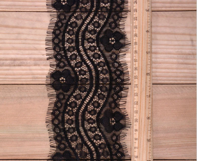 3M/lot Eyelashes Lace Trim Flower Black Off White High Quality Fabric Handmade DIY Clothes Accessories | Дом и сад