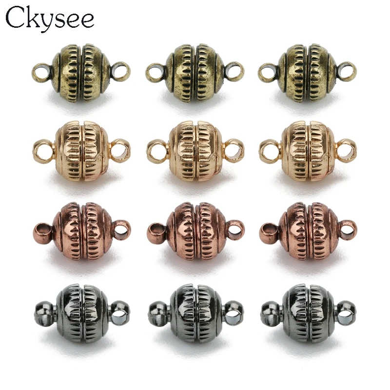 

Ckysee 5pcs/lot Magnetic Clasp Hooks Jewelry Clasps End Caps Connectors for Jewelry Making Supplies Bronze Magnetic Clasp