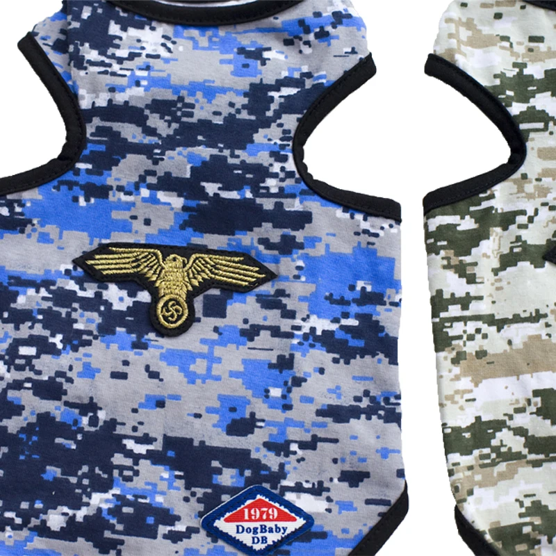 Мода маленькая собака одежда камуфляж Открытый рукавов Pet Костюмы дышащий хлопок