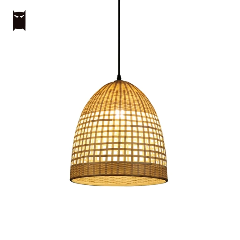 Новинка плетеная корзина из ротанга с бамбуком абажур подвесной светильник в