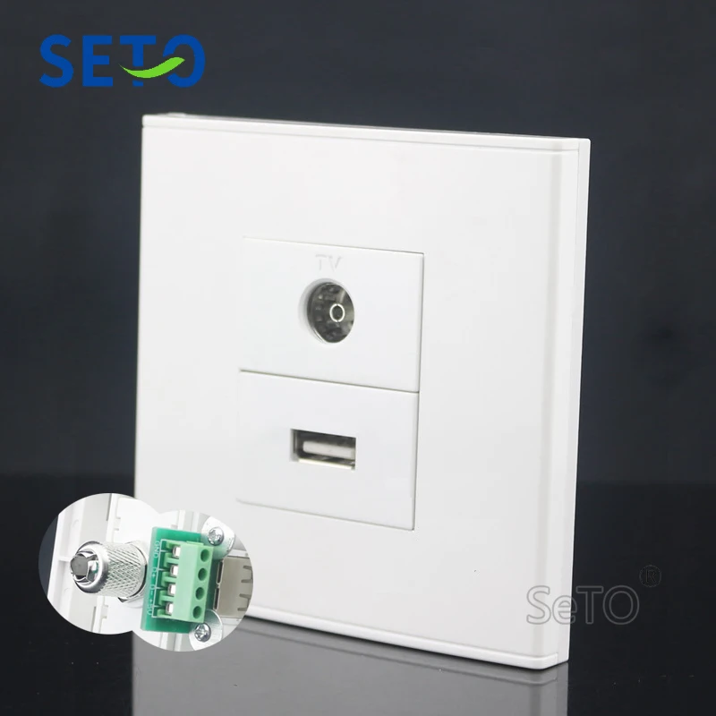 SeTo 86 Тип USB разъем + ТВ Панель настенная панель гнездо Keystone Лицевая
