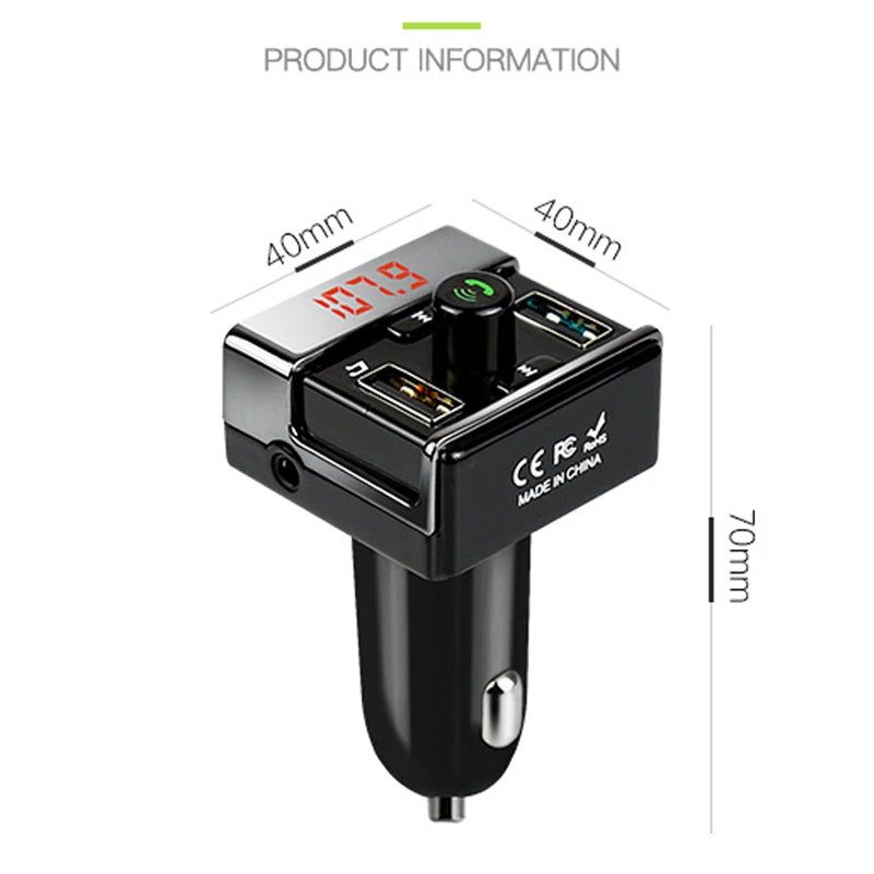 Car Bluetooth Kit 5V 2.1A FM Transmitter Handsfree Auto MP3 Music Player Support TF Card/U Disk Play USB Charger A1 | Автомобили и