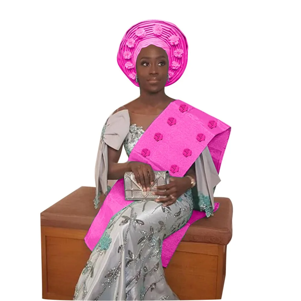 ASO OKE геле Африканский Цветочный Женская повязка на голову с плеча