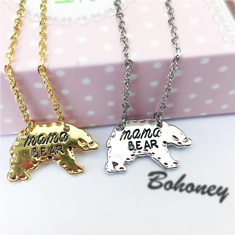 Best подарок для мамочек Мода милый медведь кулон Цепочки и ожерелья серебро