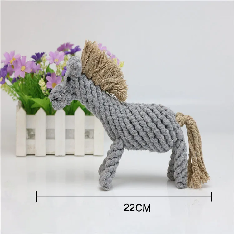 horse Игрушки-веревки для собак, дизайн животных, двойной узел, хлопковая веревка для собак, прочные жевательные игрушки, обучающие игрушки для прорезывания зубов для маленьких и средних щенков - Цвет: horse