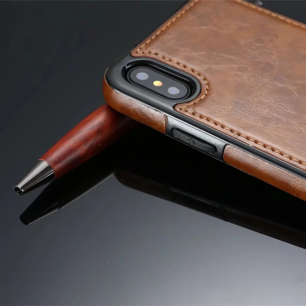 HengLiTai роскошный винтажный Магнитный чехол из искусственной кожи для Apple IPhone X Магнитный чехол для iPhone X Автомобильный держатель для телефона чехол
