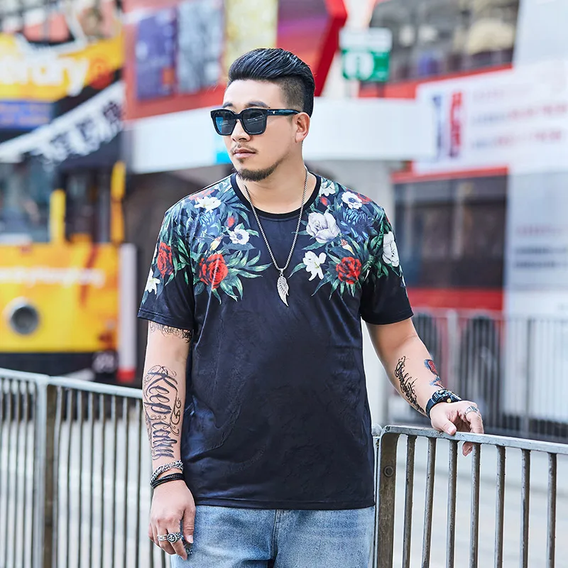 GXXH брендовая Летняя мужская футболка с коротким рукавом, XXL-7XL из полиэфирной ткани, большой размер d, Мужская футболка с жаккардовым принтом - Цвет: t19416