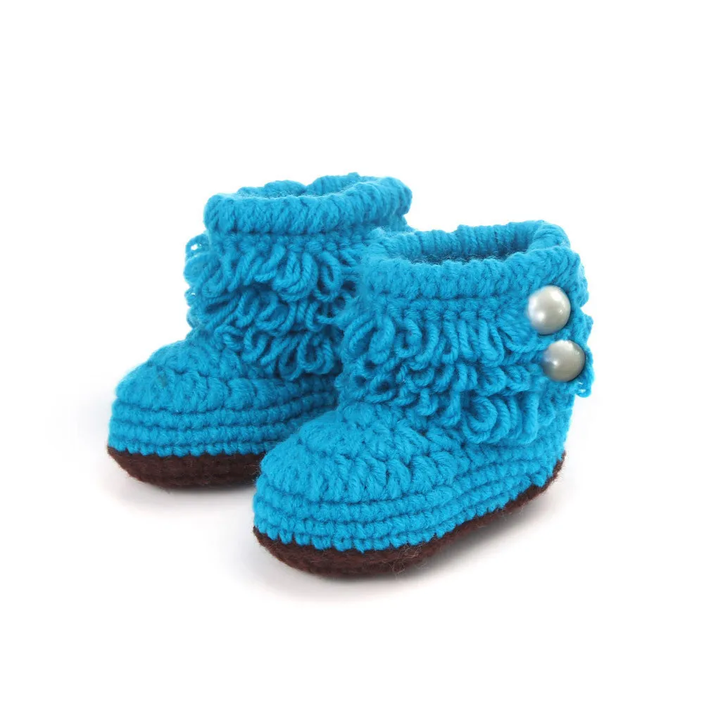 children footwear Booties shoes for girls kids Baby Girls Crochet Handmade Knit High-top Tall Boots Shoes First |