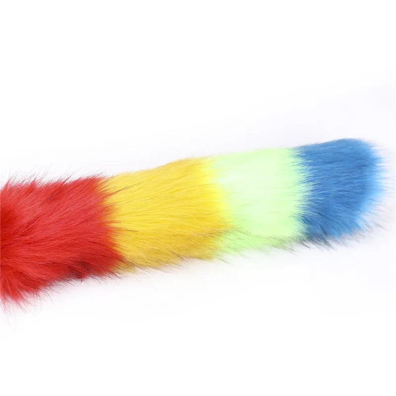 Новый пуховый закрытый флирт раб лисий хвост Анальная пробка Цвет перья анус