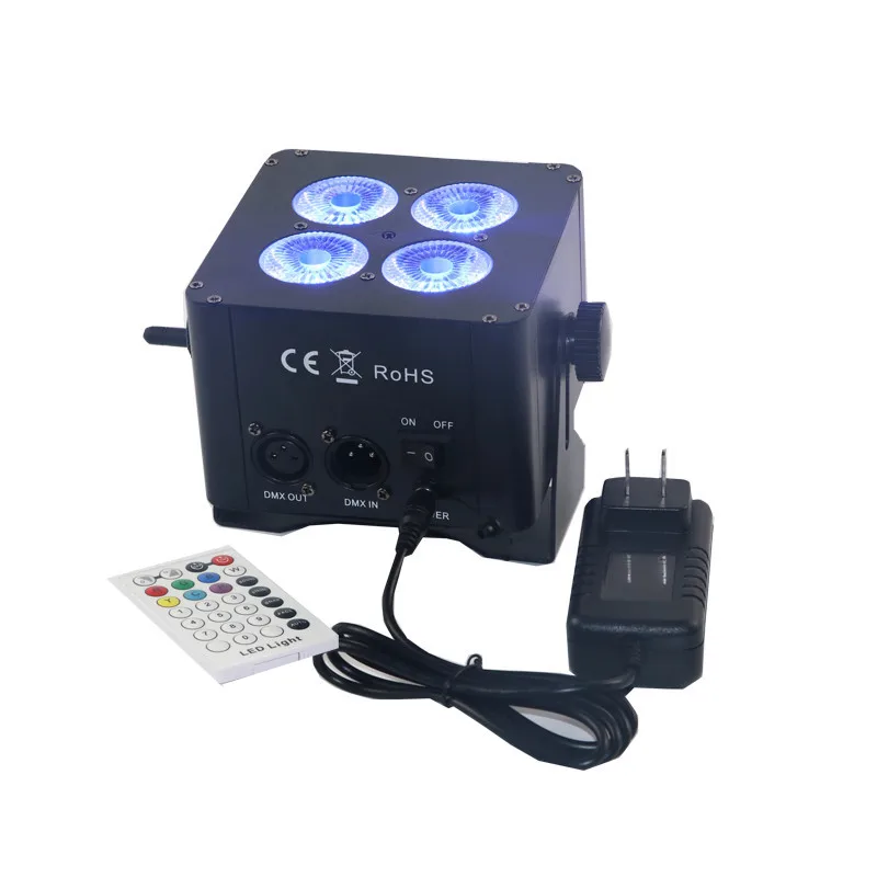 Черный цвет dj Мини par led батарея 4led 18 Вт мини беспроводной DMX свет с ИК пультом