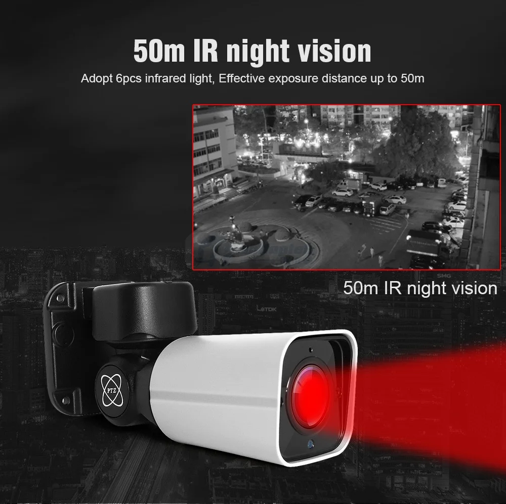 Новая мини 5MP PTZ IP камера Onvif POE Bullet уличная камера 2592*1944 CCTV видеонаблюдения 4X оптический зум ИК 50 м P2P HiSee