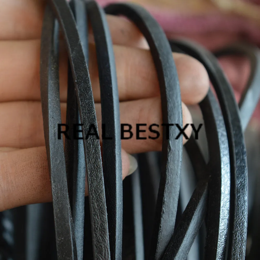 Настоящие BESTXY 5 м/лот 4*4 мм черные плоские кожаные шнуры с масляными закрытыми
