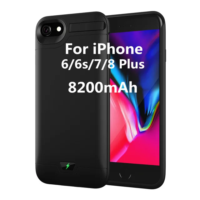Black For 6s 7 8Plus 5200/8200 мАч чехол для зарядного устройства для iPhone 8/7/6s/6 Портативный внешний аккумулятор для iPhone 8 7 6s 6plus запасная крышка зарядного устройства - Цвет: Black For 6s 7 8Plus