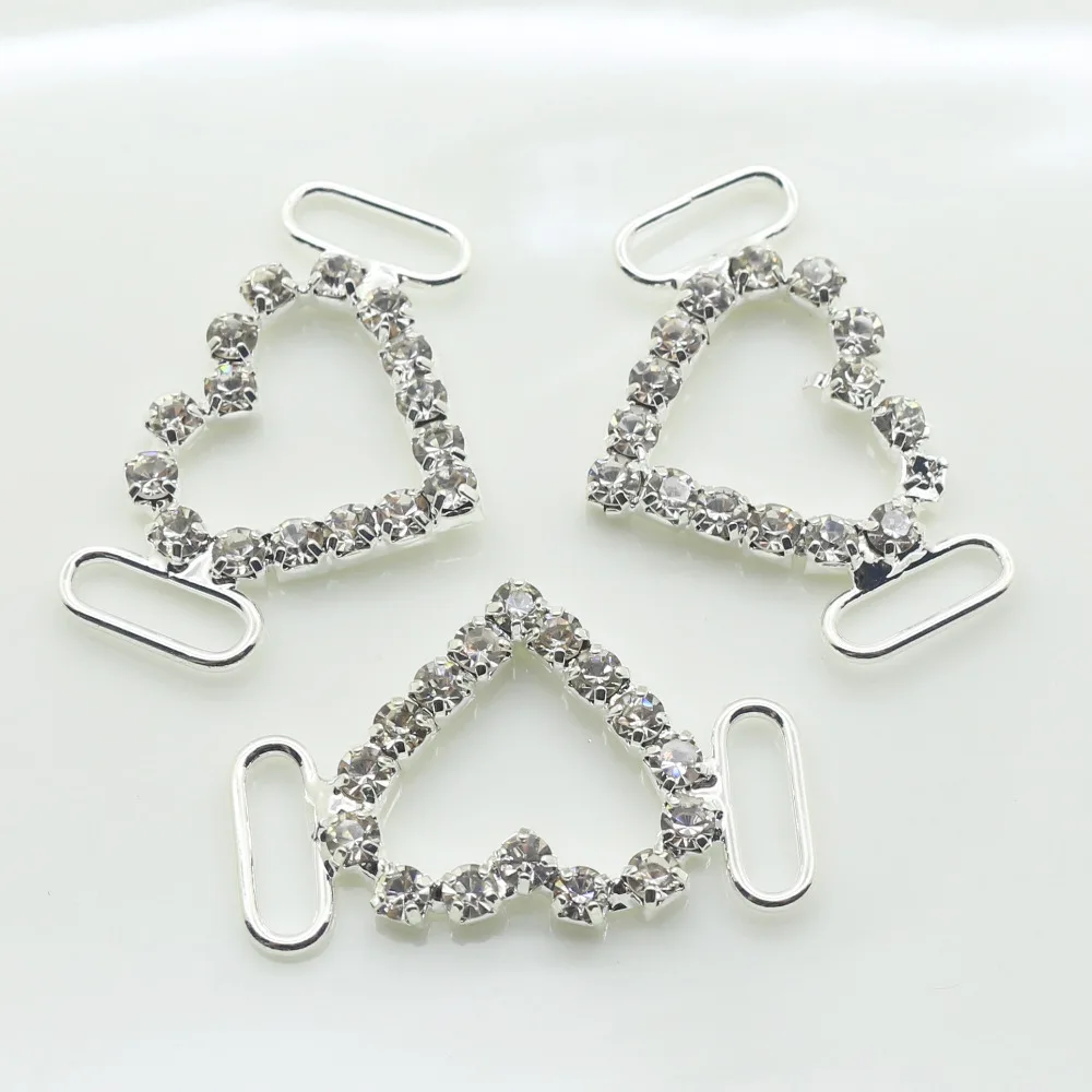 Новинка 2017 года release10Pc Серебряная Пряжка со стразами в форме сердца слайдер с