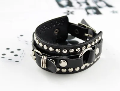 JINSE DF013 Wristband Casual gothic Punk Style rivet buckle belt PU Leather Bracelets Bangles for Women. Charm bangles | Украшения и