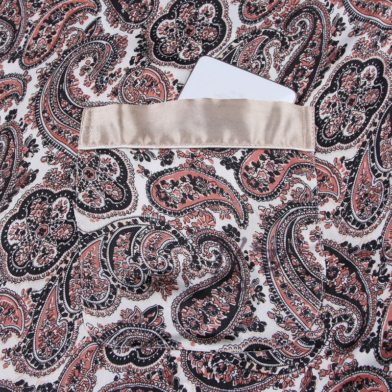 Летний Благородный Сексуальный Атласный Шелковый мужской Халат модный принт с