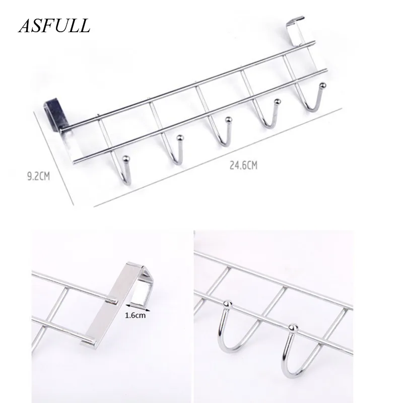 Вешалка органайзер из нержавеющей стали для ванной и кухни крючки с 5 крючками
