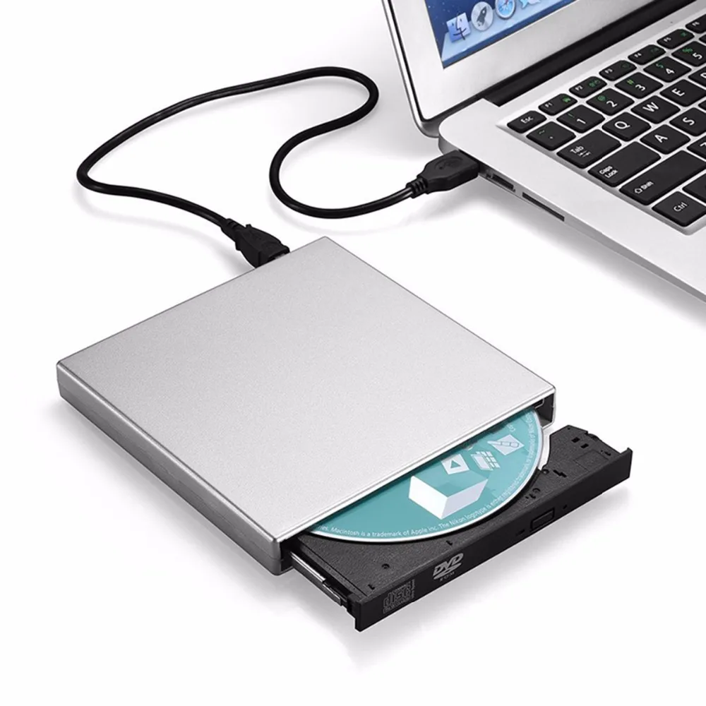 SOONHUA серебристый тонкий USB2.0 DVD CD Внешний привод с прочным пластиковым чехлом чехол ридер плеер комбо писатель рекордер для ноутбука