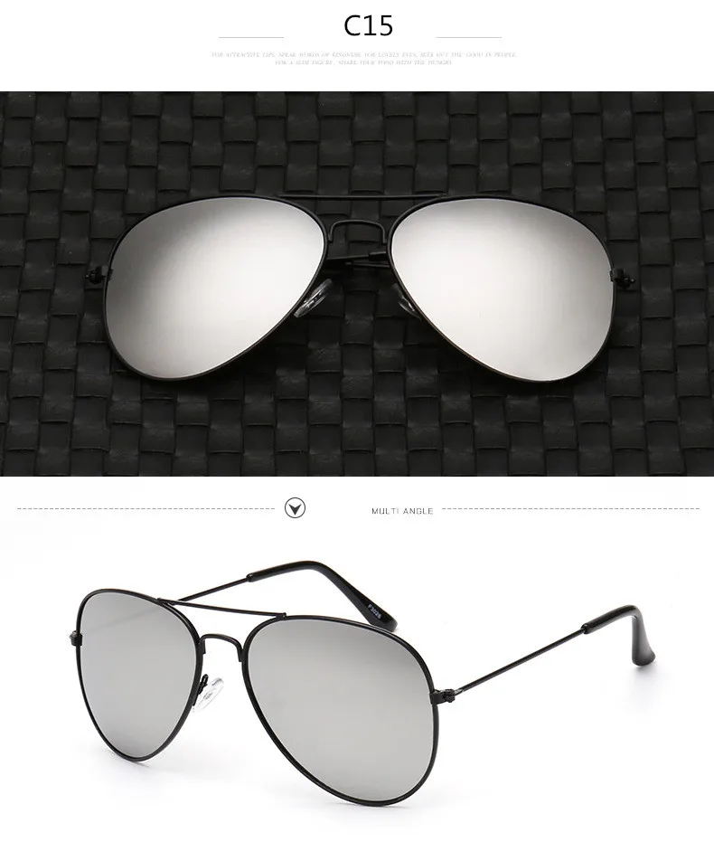 black silver Солнцезащитные очки Мужские Винтажные Солнцезащитные очки Ms. Frame Glare Pilot Aviation солнцезащитные очки 19 цветов очки для вождения Лидер продаж - Цвет линз: black silver