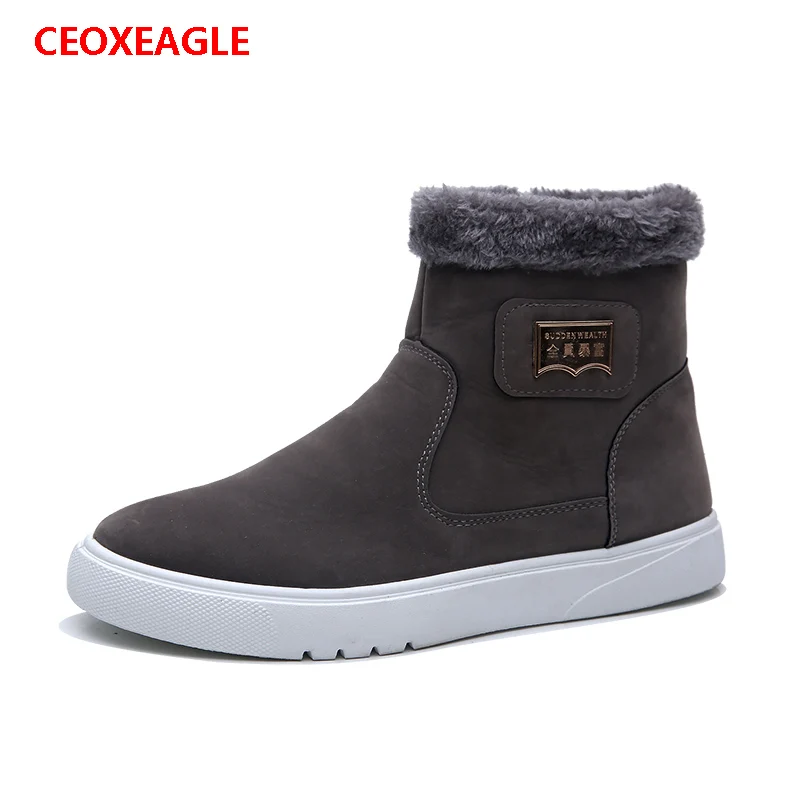Мужские зимние ботинки с мехом 2018 теплые мужские Рабочая обувь мужская Брендовая