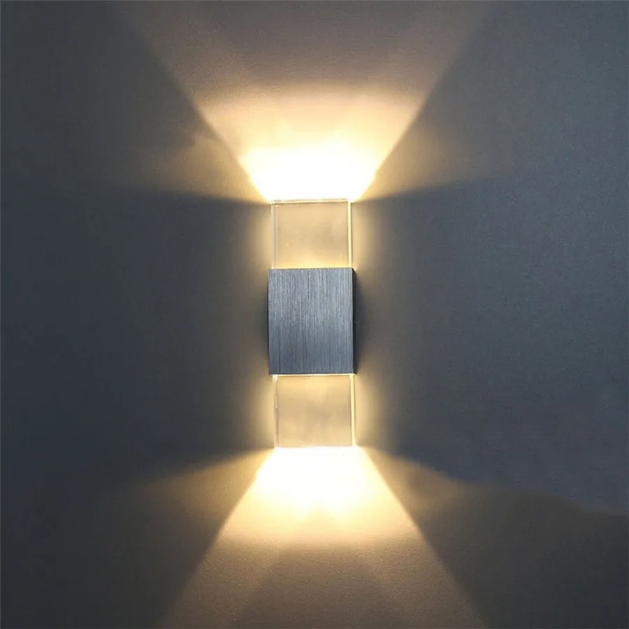 2 Вт акриловые светодиодные Настенные светильники вверх и вниз Хрустальный