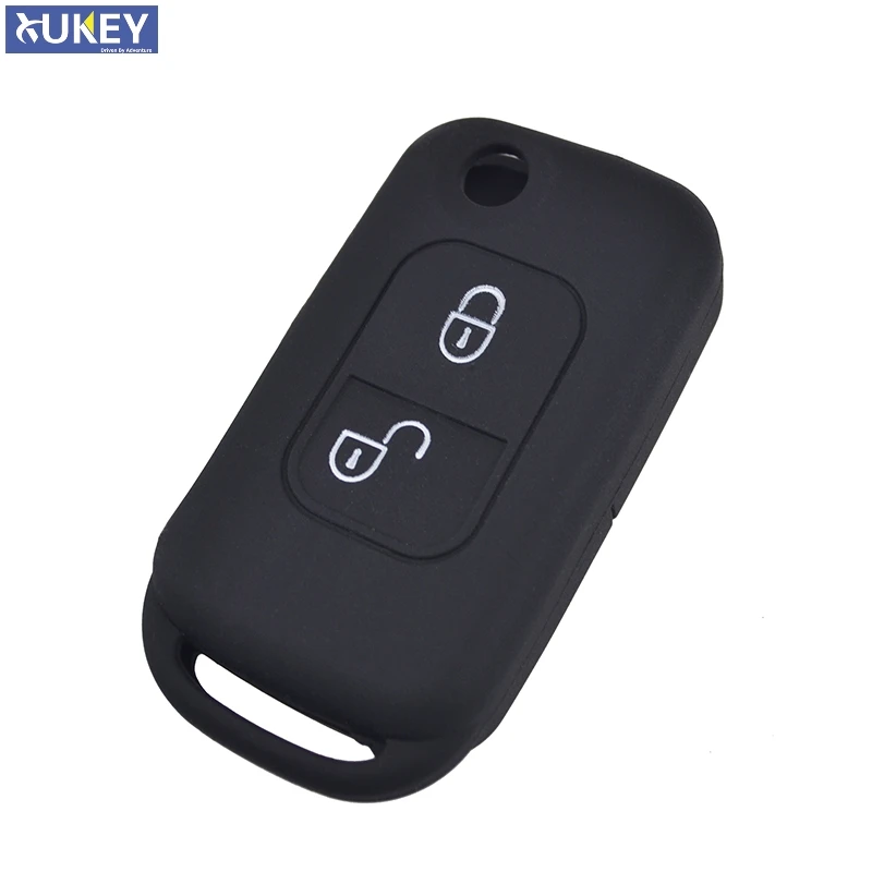 Black 2 кнопки подходят для Mercedes Benz W168 W202 W203 W208 W210 A C E S класс силиконовый дистанционный складной чехол для ключей брелок держатель - Название цвета: Black