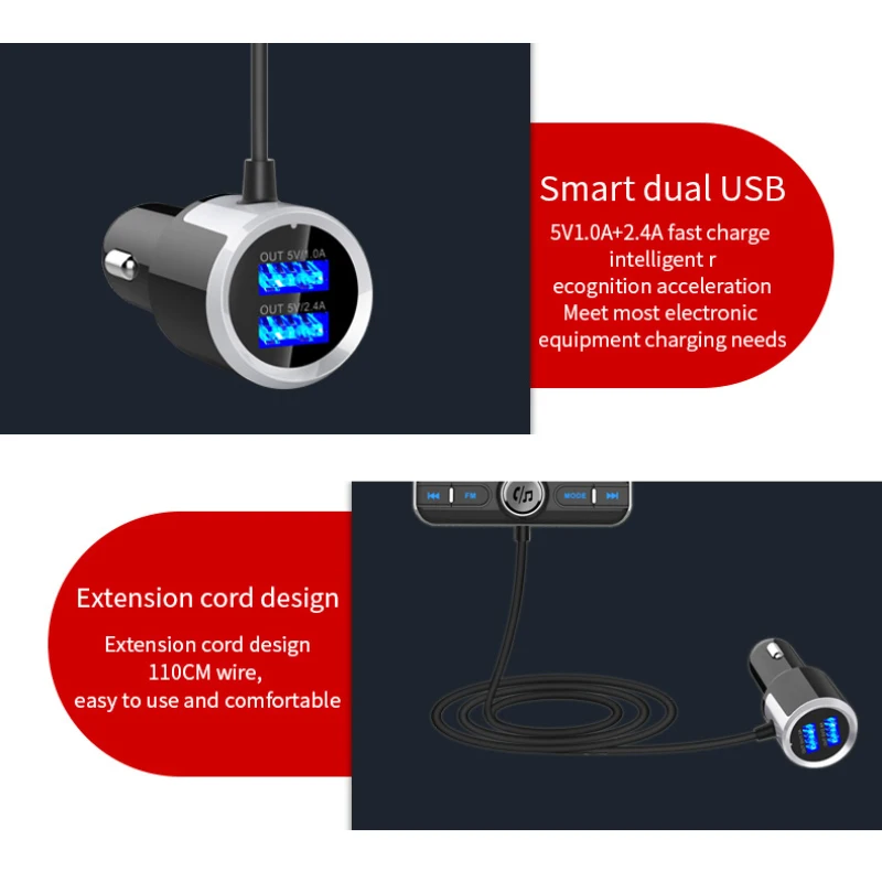 BC31 автомобильный fm-передатчик Bluetooth беспроводной радио двойной USB Быстрый адаптер AUX MP3-плеер модулятор FM и громкой связи