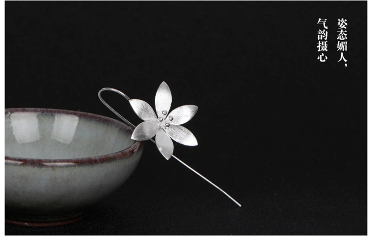 Stylish Lotus Flower Earrings for Women and Girls – Genuine 925 Sterling Silver – Fashionable Sterling Silver Jewelry – Pendientes image 2