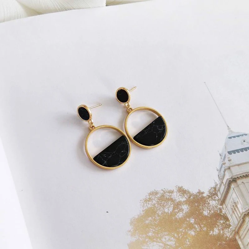 Aretes de mujer Bijoux Femme Round Beautiful Aesthetic Marble Exquisite Vintage Geometric Handmade Drop Earrings 2018 | Украшения и