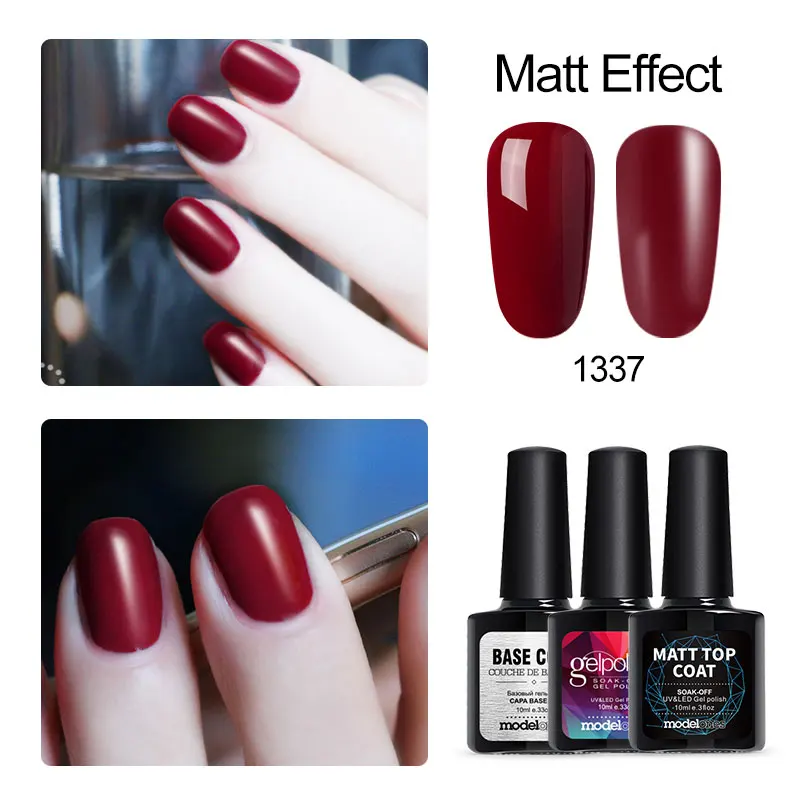 Modelones 3 шт./лот Матовый верхний слой цвет комплект гель лака DIY Дизайн ногтей УФ