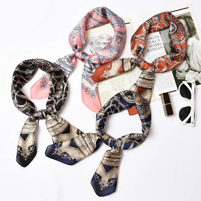 Простой шелковый шарф с принтом лето 2019|Женские шарфы| |