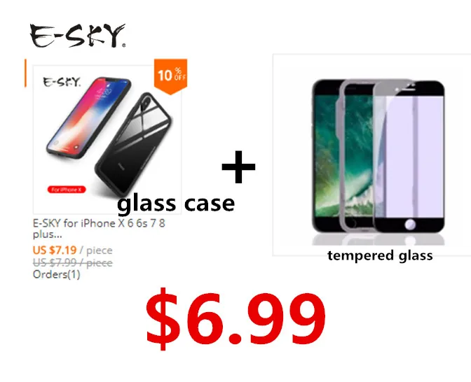 E sky для IPhone X 6 6S 7 8 плюс Стекло чехол iPhone х доказательство Роскошный тонкий